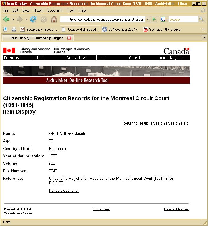 Naturalization record